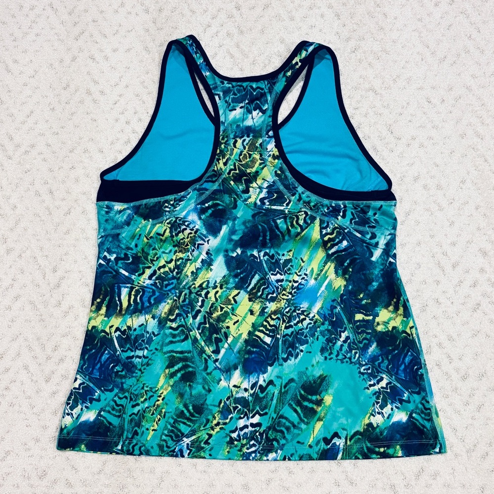 Xersion Performance Tank Top Womens XL Blue Green Bra Shelf Summer Athletics - Picture 3 of 7